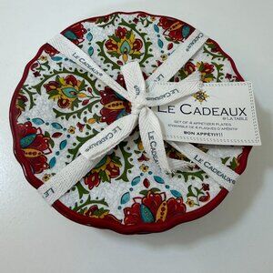 Le Cadeaux Allegra Red Appetizer Plate Set Melamine 6.5" (Set of 4) NEW